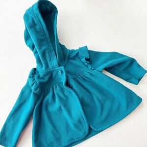 Carters real blue fleece ruffled jacket with hood size 6 months